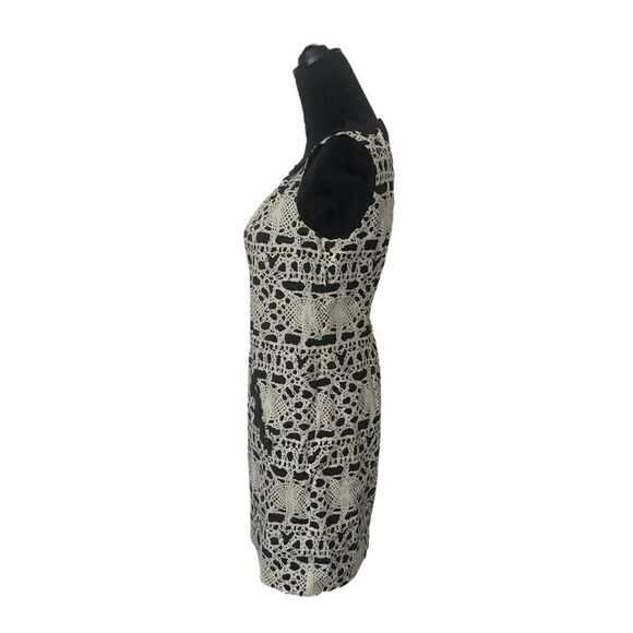 Vivienne Tam Abstract Cream and Black Sleeveless Retro Style Dress Size 4 - Picture 9 of 15